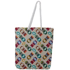 Ethnic Tribal Masks Full Print Rope Handle Tote (large) by tmsartbazaar