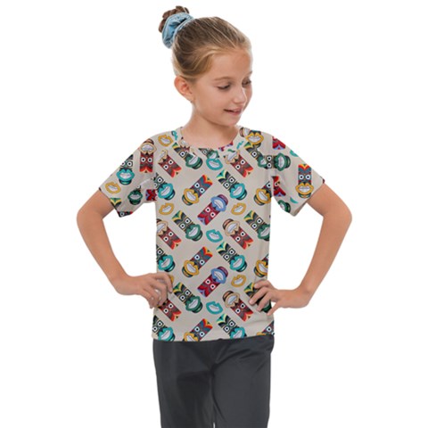 Ethnic Tribal Masks Kids  Mesh Piece Tee by tmsartbazaar