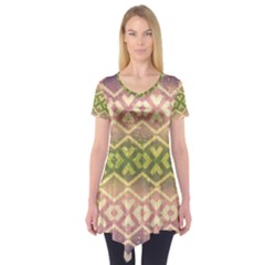Ethnic Seamless Pattern Short Sleeve Tunic  by FloraaplusDesign