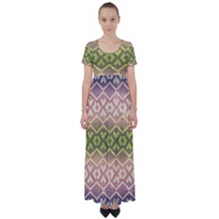 Ethnic Seamless Pattern High Waist Short Sleeve Maxi Dress by FloraaplusDesign