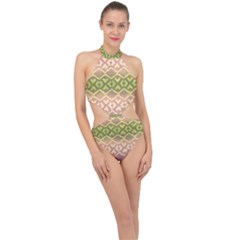 Ethnic Seamless Pattern Halter Side Cut Swimsuit by FloraaplusDesign