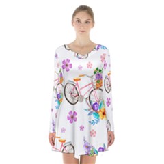 Cycle Ride Long Sleeve Velvet V-neck Dress by designsbymallika