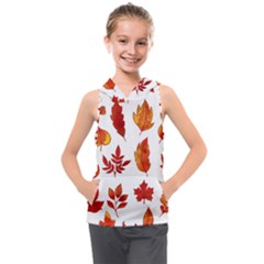Autumn Pattern Kids  Sleeveless Hoodie by designsbymallika