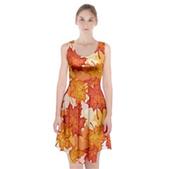 Autumn Leaves Pattern Racerback Midi Dress by designsbymallika