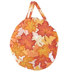 Autumn Leaves Pattern Giant Round Zipper Tote by designsbymallika