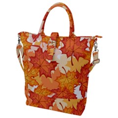 Autumn Leaves Pattern Buckle Top Tote Bag by designsbymallika