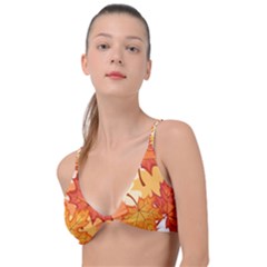 Autumn Leaves Pattern Knot Up Bikini Top by designsbymallika