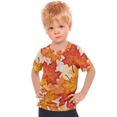 Autumn Leaves Pattern Kids  Sports Tee