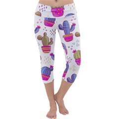 Cactus Love 4 Capri Yoga Leggings by designsbymallika