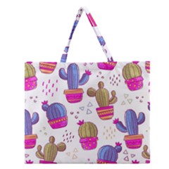 Cactus Love 4 Zipper Large Tote Bag by designsbymallika