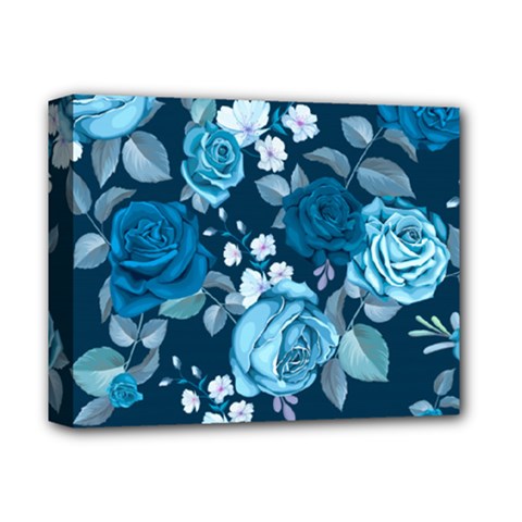 Blue Floral Print  Deluxe Canvas 14  X 11  (stretched) by designsbymallika