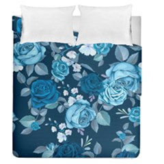 Blue Floral Print  Duvet Cover Double Side (queen Size)