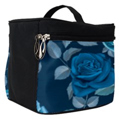 Blue Floral Print  Make Up Travel Bag (small) by designsbymallika