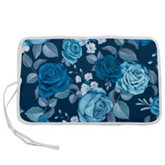 Blue Floral Print  Pen Storage Case (s) by designsbymallika