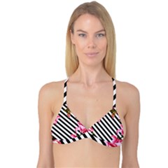 Pink Floral Stripes Reversible Tri Bikini Top