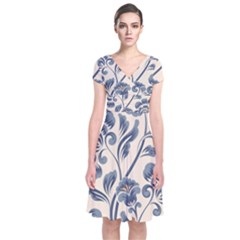 Baatik Print 5 Short Sleeve Front Wrap Dress