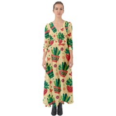 Cactus Love  Button Up Boho Maxi Dress by designsbymallika