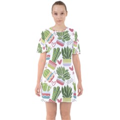 Cactus Love  Sixties Short Sleeve Mini Dress by designsbymallika