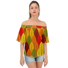 Autumn Leaves Off Shoulder Short Sleeve Top by designsbymallika