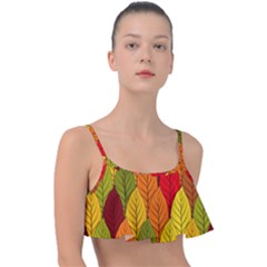 Autumn Leaves Frill Bikini Top by designsbymallika