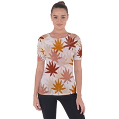 Autumn Leaves Pattern  Shoulder Cut Out Short Sleeve Top by designsbymallika