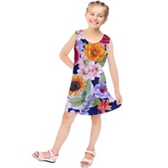 Watercolor Print Floral Design Kids  Tunic Dress