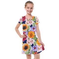 Watercolor Print Floral Design Kids  Cross Web Dress by designsbymallika