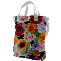 Watercolor Print Floral Design Canvas Messenger Bag by designsbymallika