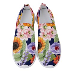 Watercolor Print Floral Design Women s Slip On Sneakers by designsbymallika