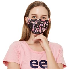 Pink and Black Wildflowers Floral Print Fitted Cloth Face Mask (Adult)