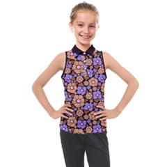 Nostalgic Flowers Kids  Sleeveless Polo Tee