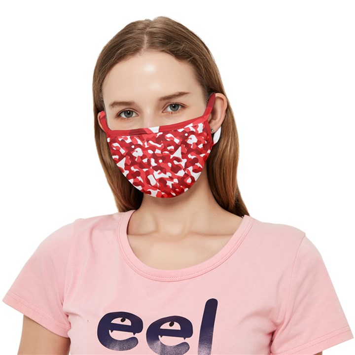 Red and White Camouflage Crease Cloth Face Mask (Adult)