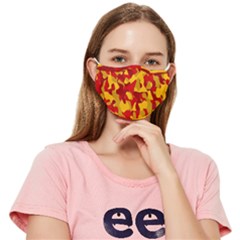 Red And Yellow Camouflage Fitted Cloth Face Mask (adult) by SpinnyChairDesigns