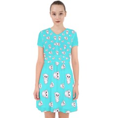 Azure Blue And Crazy Kitties Pattern, Cute Kittens, Cartoon Cats Theme Adorable In Chiffon Dress by Casemiro