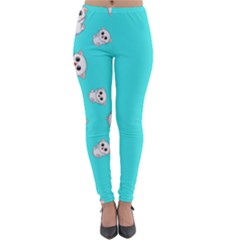 Azure Blue And Crazy Kitties Pattern, Cute Kittens, Cartoon Cats Theme Lightweight Velour Leggings by Casemiro