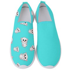 Azure Blue And Crazy Kitties Pattern, Cute Kittens, Cartoon Cats Theme Men s Slip On Sneakers by Casemiro