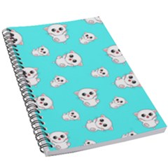 Azure Blue And Crazy Kitties Pattern, Cute Kittens, Cartoon Cats Theme 5 5  X 8 5  Notebook by Casemiro