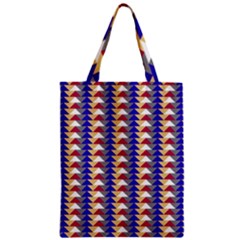Colorful Triangles Pattern, Retro Style Theme, Geometrical Tiles, Blocks Zipper Classic Tote Bag by Casemiro