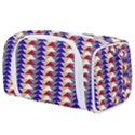 Colorful triangles pattern, retro style theme, geometrical tiles, blocks Toiletries Pouch View1