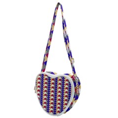 Colorful Triangles Pattern, Retro Style Theme, Geometrical Tiles, Blocks Heart Shoulder Bag by Casemiro