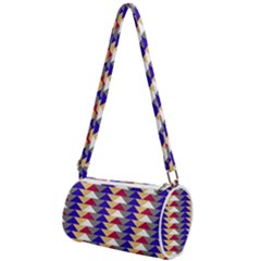 Colorful Triangles Pattern, Retro Style Theme, Geometrical Tiles, Blocks Mini Cylinder Bag by Casemiro