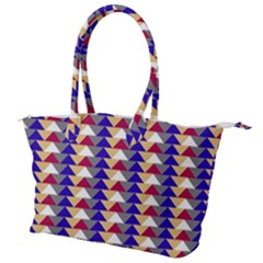 Colorful Triangles Pattern, Retro Style Theme, Geometrical Tiles, Blocks Canvas Shoulder Bag by Casemiro