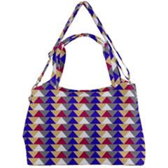 Colorful Triangles Pattern, Retro Style Theme, Geometrical Tiles, Blocks Double Compartment Shoulder Bag by Casemiro