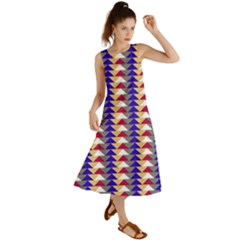 Colorful Triangles Pattern, Retro Style Theme, Geometrical Tiles, Blocks Summer Maxi Dress by Casemiro