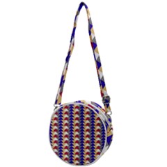 Colorful Triangles Pattern, Retro Style Theme, Geometrical Tiles, Blocks Crossbody Circle Bag