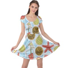Tropical pattern Cap Sleeve Dress