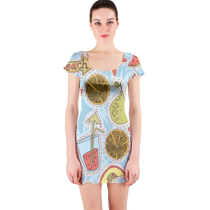 Tropical pattern Short Sleeve Bodycon Dress