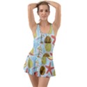 Tropical pattern Ruffle Top Dress Swimsuit View1