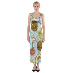 Tropical pattern Fitted Maxi Dress