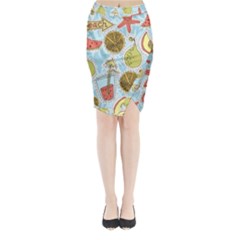 Tropical pattern Midi Wrap Pencil Skirt